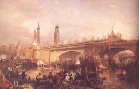 Clarkson Frederick Stanfield The Opening of London Bridge (mk25) Norge oil painting art